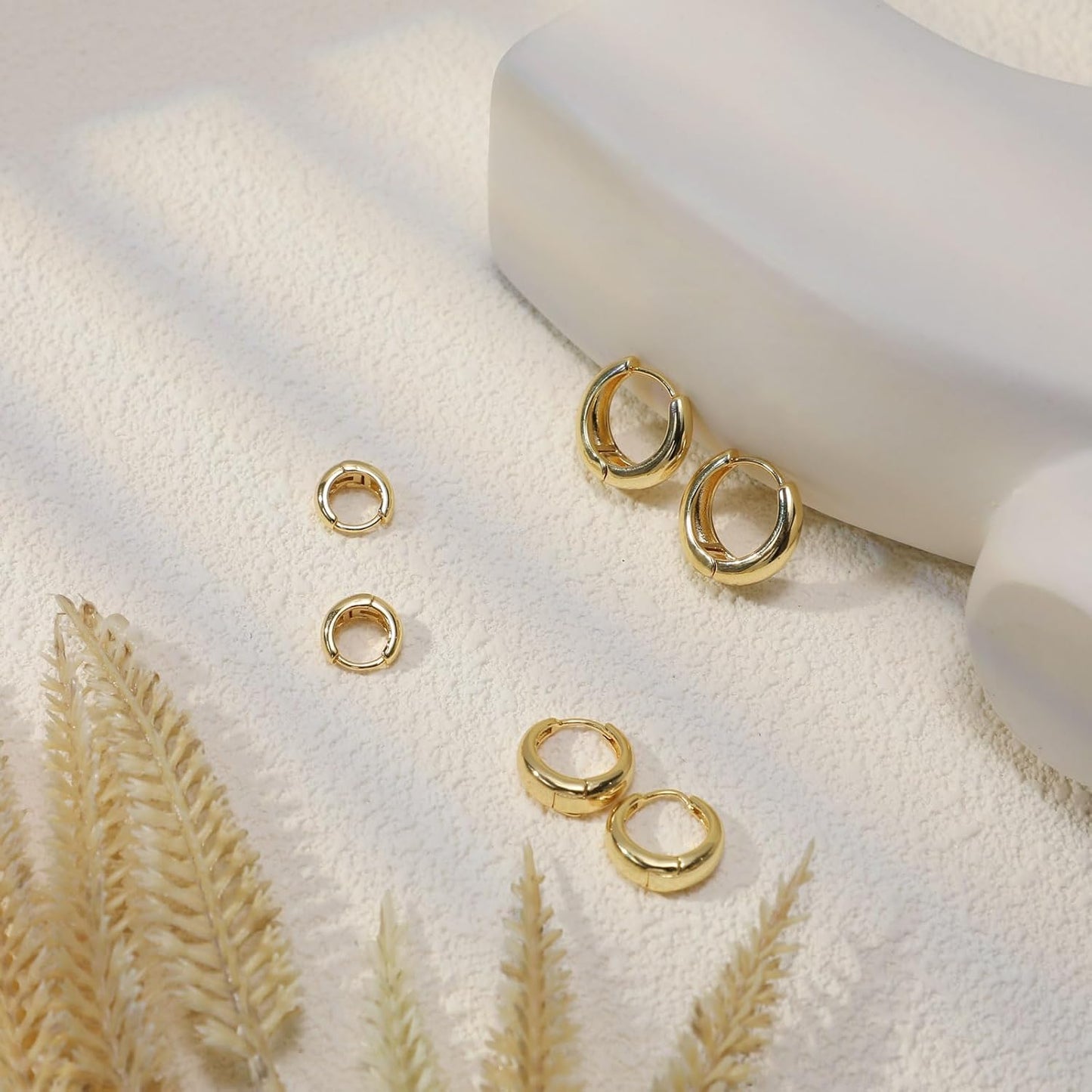 Gold Hoop Earrings Set for Women Trendy, 14K Gold Plated Lightweight Small Gold/Silver Hoop Earrings for Women Chunky Open