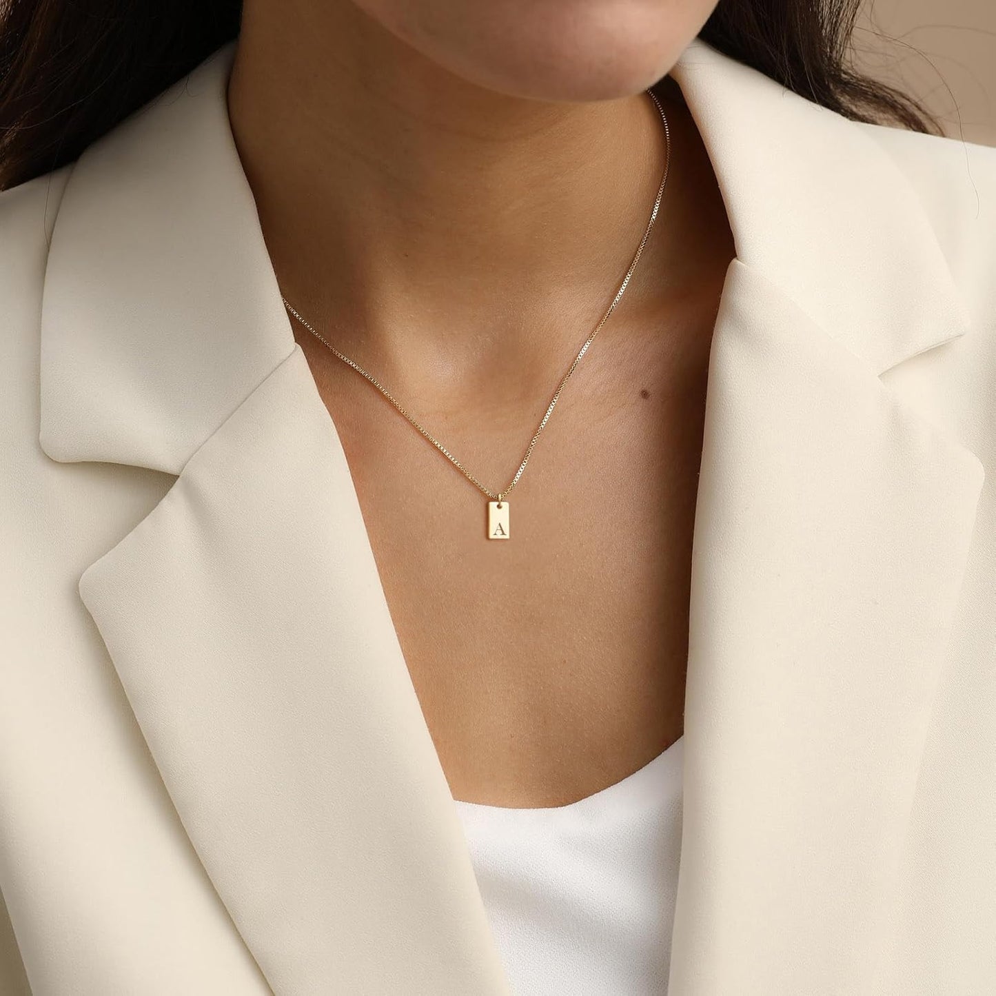 Personalized Initial Necklace: 14K Gold Plated Dainty Letter Name Pendant for Women, Custom Tag Jewelry