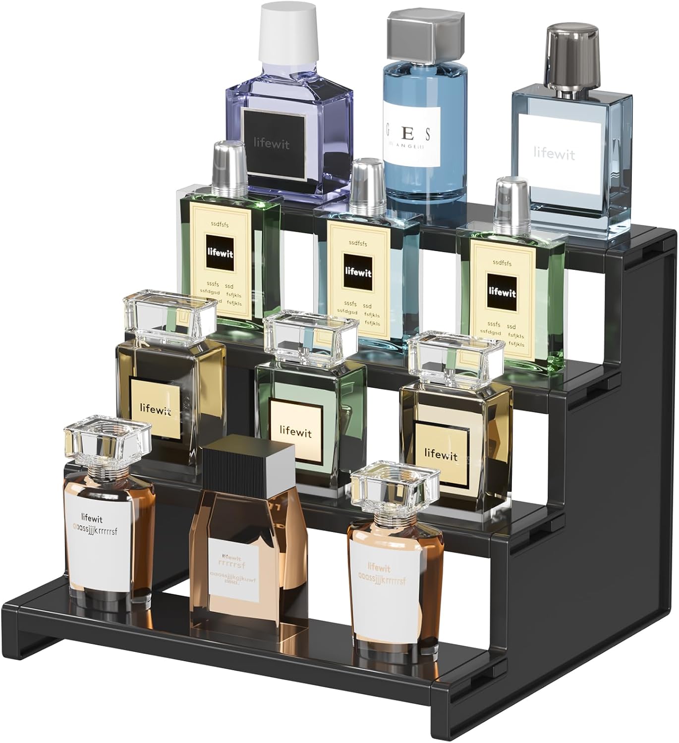 4 Tier Perfume Stand Organizer for Women, Plastic Display Riser, Tool-Free Assembly