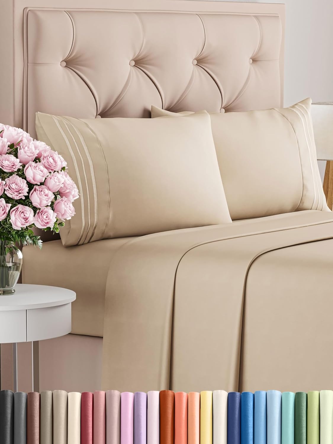 Queen Size 4 count Sheet Set - Comfy Breathable & Cooling Bed  Deep Pockets, Easy Secure Fit