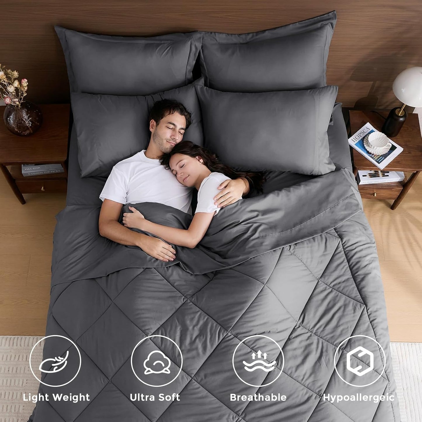 7 count Queen Comforter Set,  with  Comforter, Flat Sheet, Fitted Sheet, Pillowcases, Pillow Shams