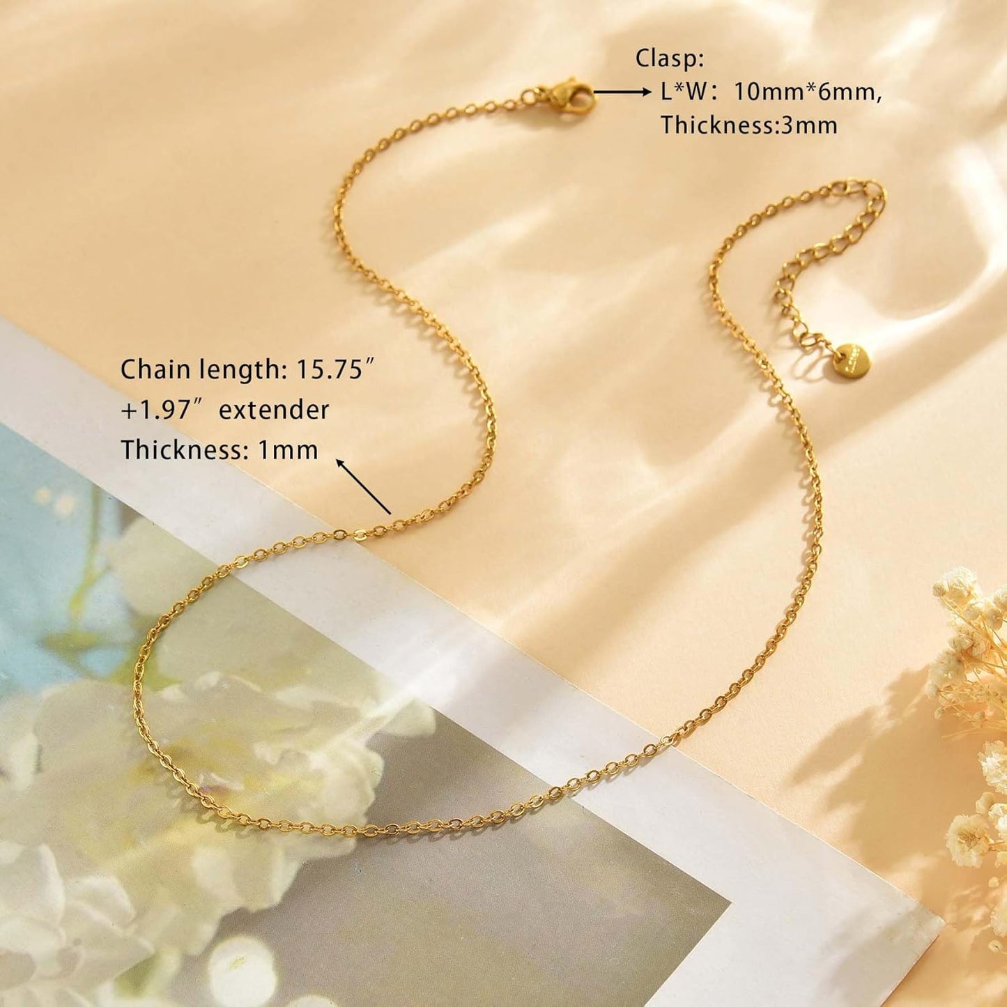 Dainty Gold Chain Necklace For Women - 18K Gold Plated Coin Disc Choker With Beaded & Paper Clip Layered Chain, Everyday Jewelry Gift