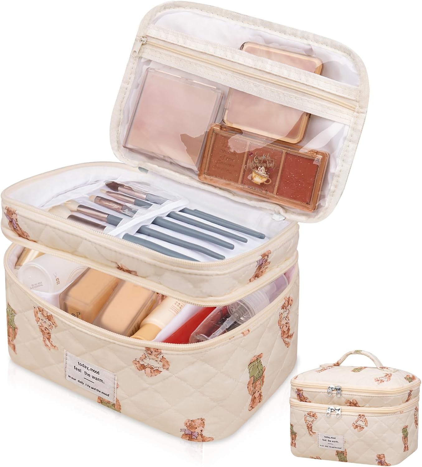 Large Makeup Bag, Cute Cosmetic Bag for Women Girls, Floral Coquette Aesthetic Toiletry Bag, Travel Make Up Organizer Bag (BDLH)