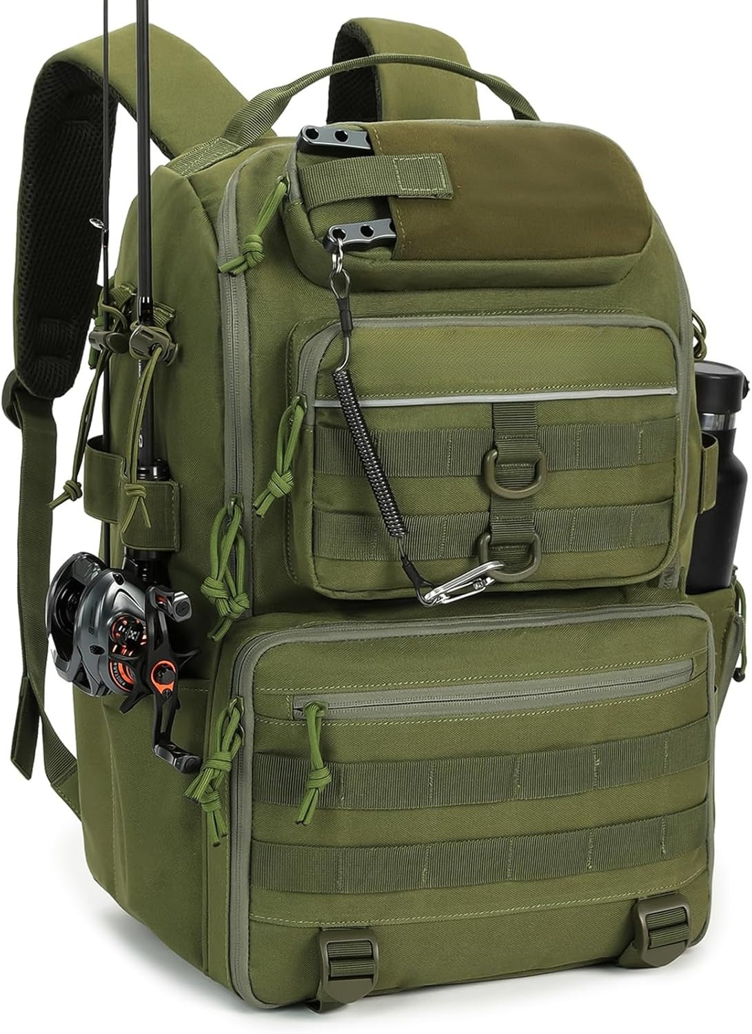 Tackle Backpack Fishing Bags with Rod Holder, 40L Water-Resistant Tackle Box Storage Bag