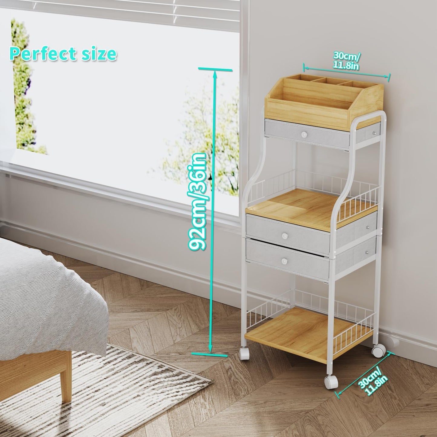 Floor Makeup Organizer Storage - Vanity Skincare Make Up Organizers and Storage with Drawers