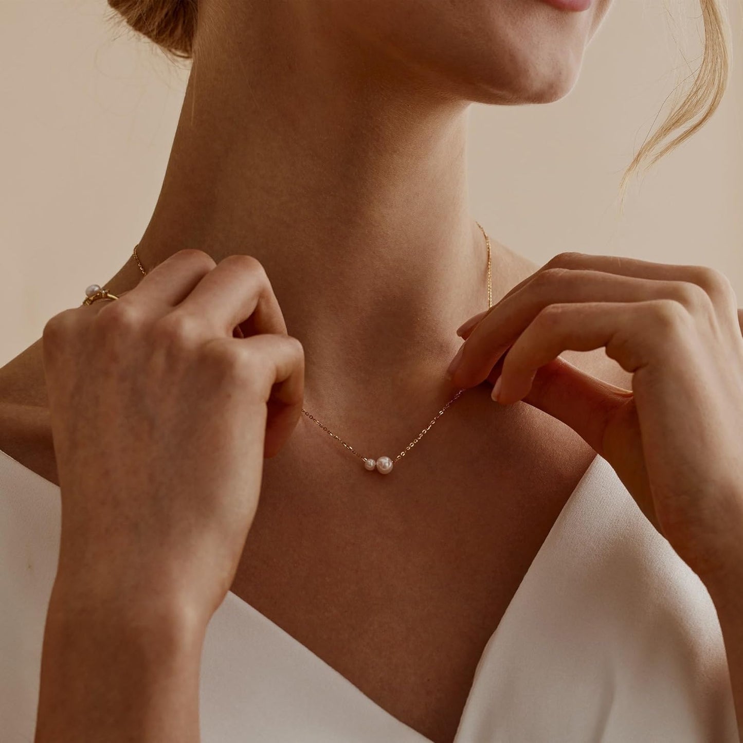"14K Gold Plated Pearl Necklace For Women, Dainty Single Pearl Drop Pendant, Trendy Gold Jewelry Best Friend Birthday Gift"