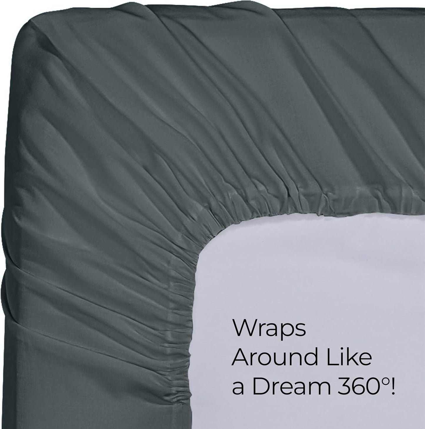 Queen Fitted Sheet - Bottom Sheet - Deep Pocket -Easy Care -1 Fitted Sheet Only (Grey)