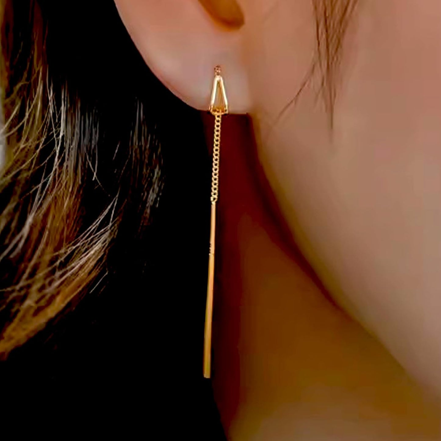 S925 Sterling Silver Threader Earrings for Women Dainty Long Chain Ear Line with Cubic Zirconia Elegant Dangle Tassel Earrings