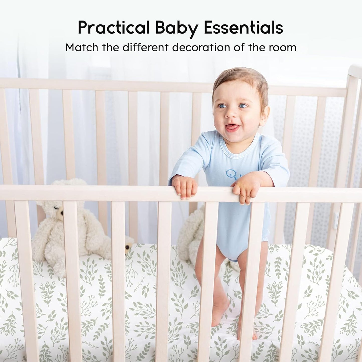 Crib Sheets for Boys Girls, Fitted Crib Sheet 2 Pack for Standard Crib and  Mattress