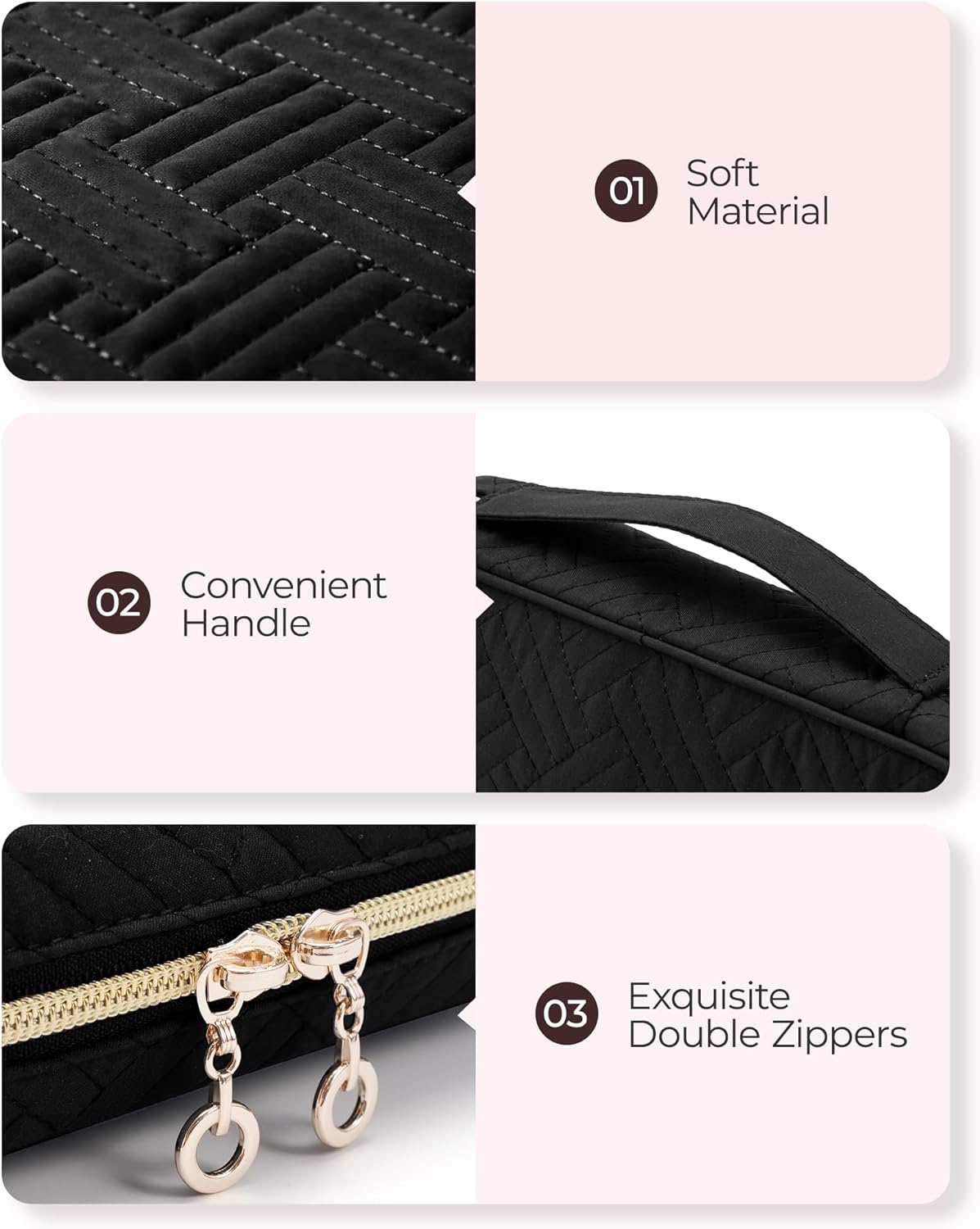Jewelry Organizer Bag Travel Jewelry Storage Cases for Necklace, Earrings, Rings, Bracelet, Black
