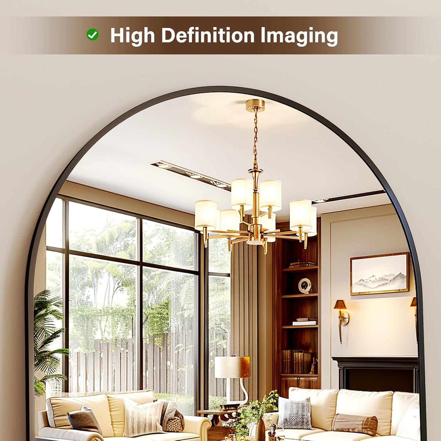 56"x21" Arched Full Length Mirror Floor Mirrors Frame Free-Standing Wall Mounted Floor Mirrors