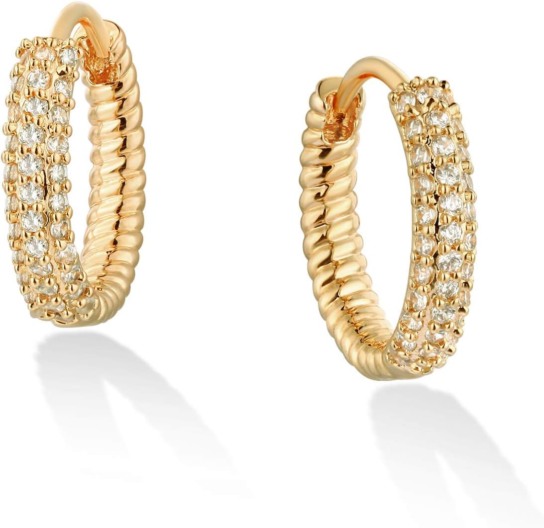 Cubic Zirconia Huggie Earrings 14k Gold Plated Tiny Earrings Small Huggie Hoop Earrings Simple Lightweight Hoops Gift for Women
