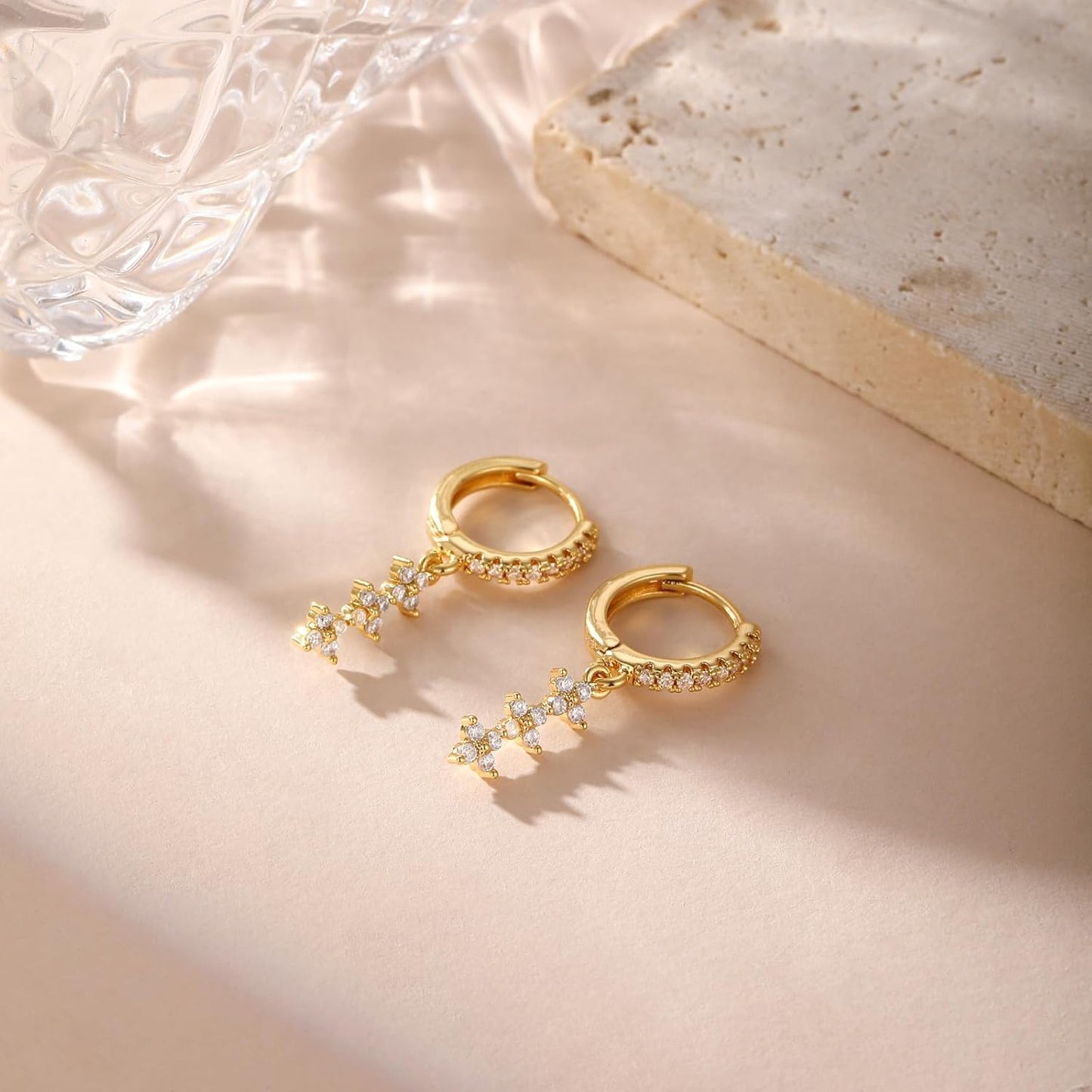 Dangle Earrings for Women 14K Gold Plated Dangly Dangling Earrings Dainty Trendy Drop Hypoallergenic Square