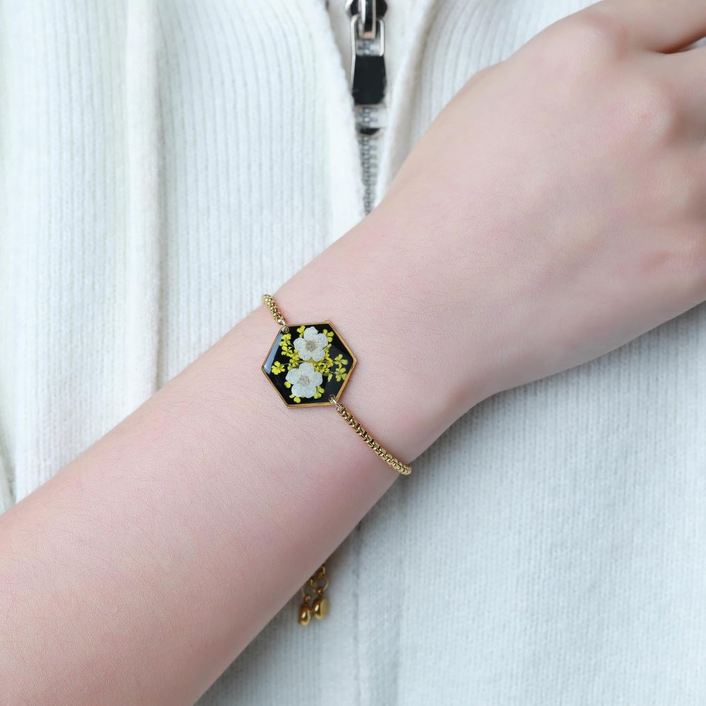 Pressed Wildflower Bracelet | Pressed Flower Bracelet | Gold/Silver Pressed Flower Jewelry | Personalized Handmade Jewelry