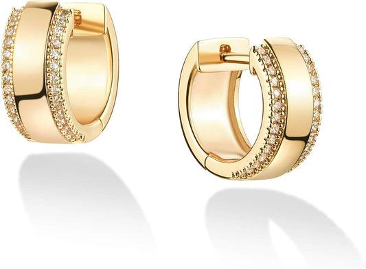 Cubic Zirconia Huggie Earrings 14k Gold Plated Tiny Earrings Small Huggie Hoop Earrings Simple Lightweight Hoops Gift for Women