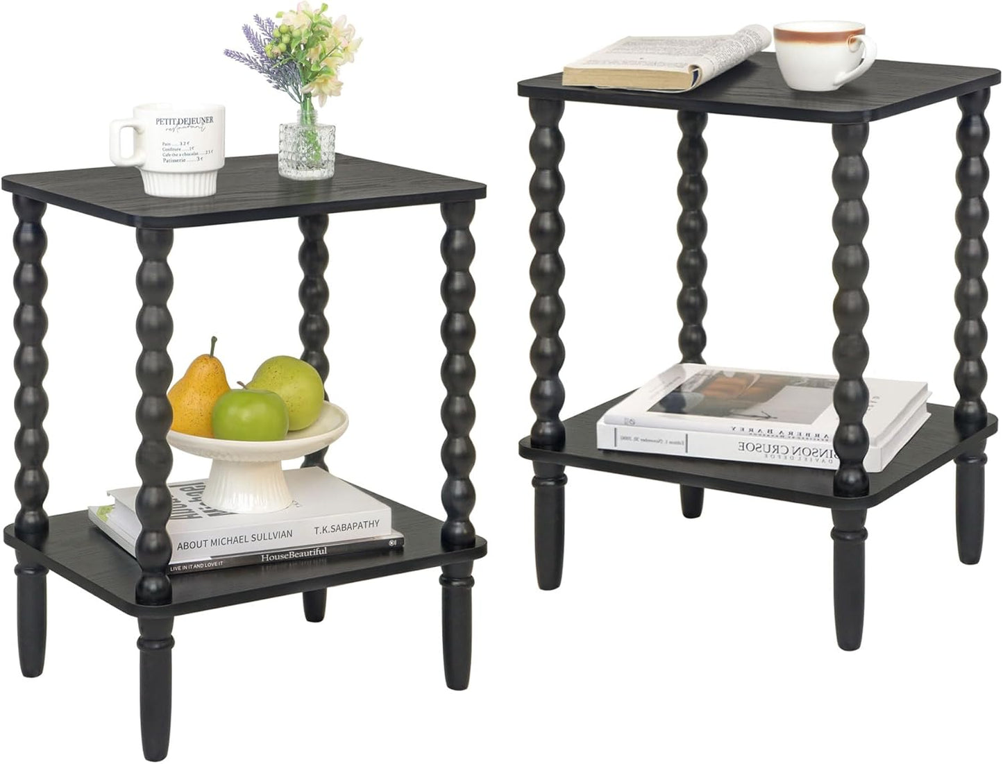 Side Table, Small End Table with Storage Shelf, 2-Tier Small Coffee Tables Living Room