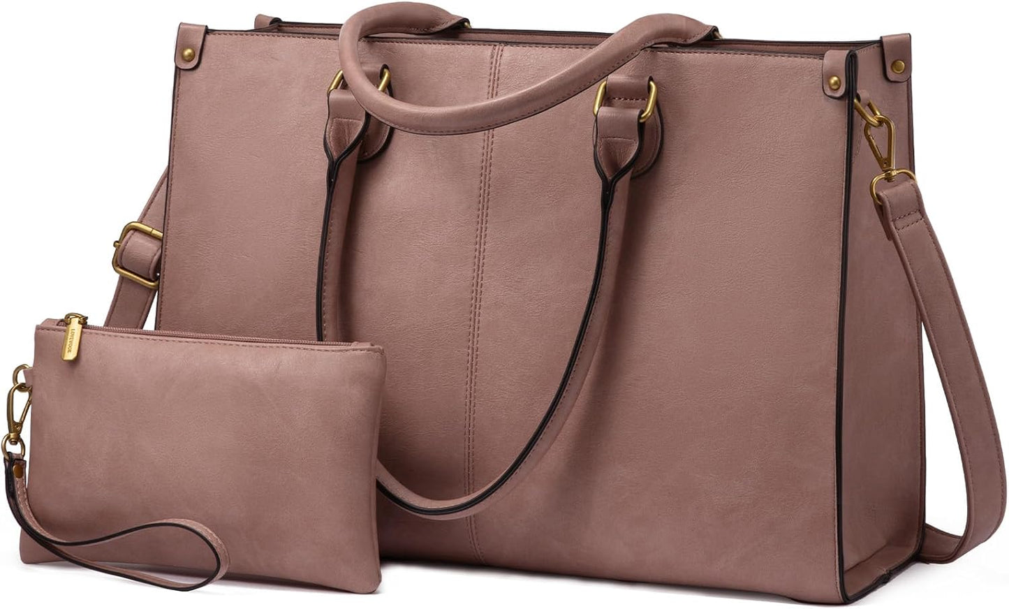 15.6 Inch Large Capacity Vintage Leather Work Computer Bag, Business Casual Shoulder Handbag