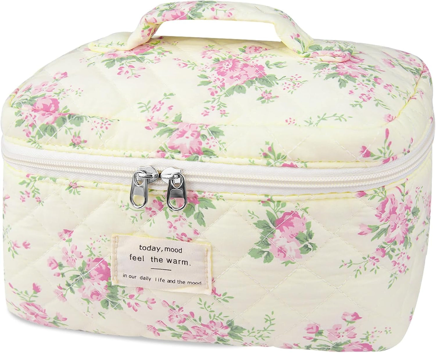Large Makeup Bag, Cute Cosmetic Bag for Women Girls, Floral Coquette Aesthetic Toiletry Bag, Travel Make Up Organizer Bag (BDLH)