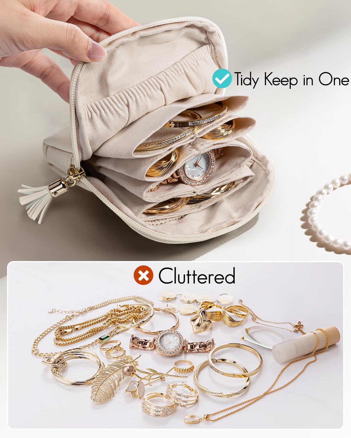 Small Travel Jewelry Case,Travel Gifts for Women,Jewelry Pouch Bags with Zipper,Jewelry Organizer Storage Bag