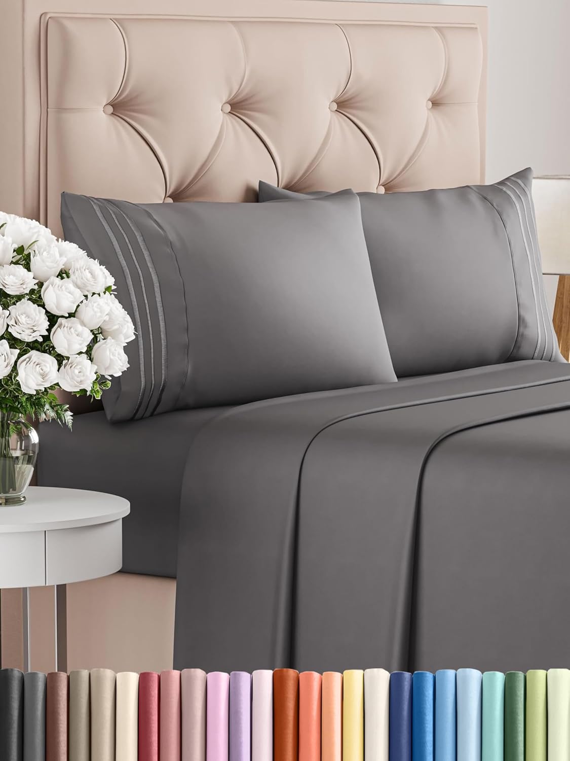 Queen Size 4 count Sheet Set - Comfy Breathable & Cooling Bed  Deep Pockets, Easy Secure Fit