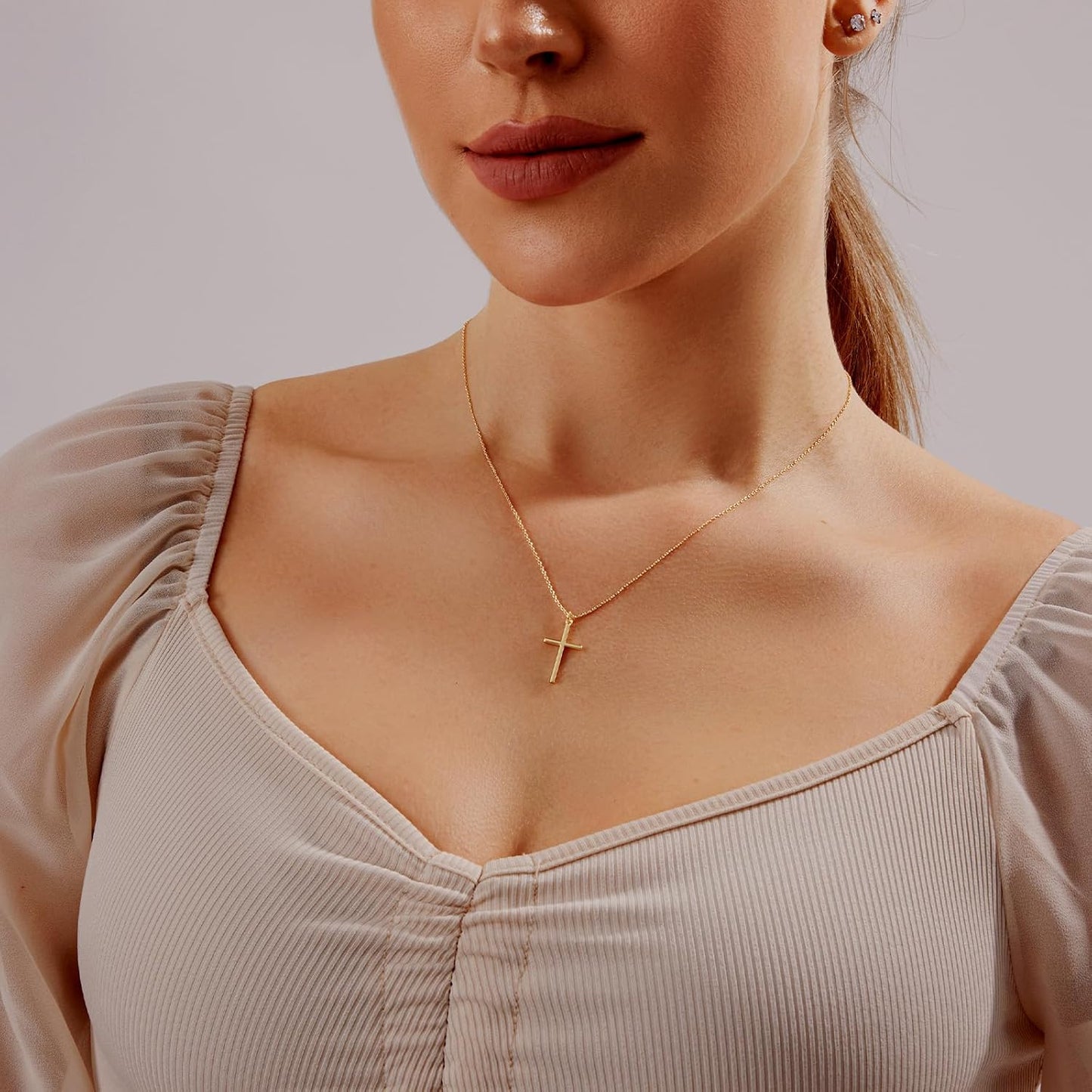 Adjustable Cross Choker | 14K Gold Plated Dainty Layered Necklace - Minimalist Gold Jewelry Gift for Her