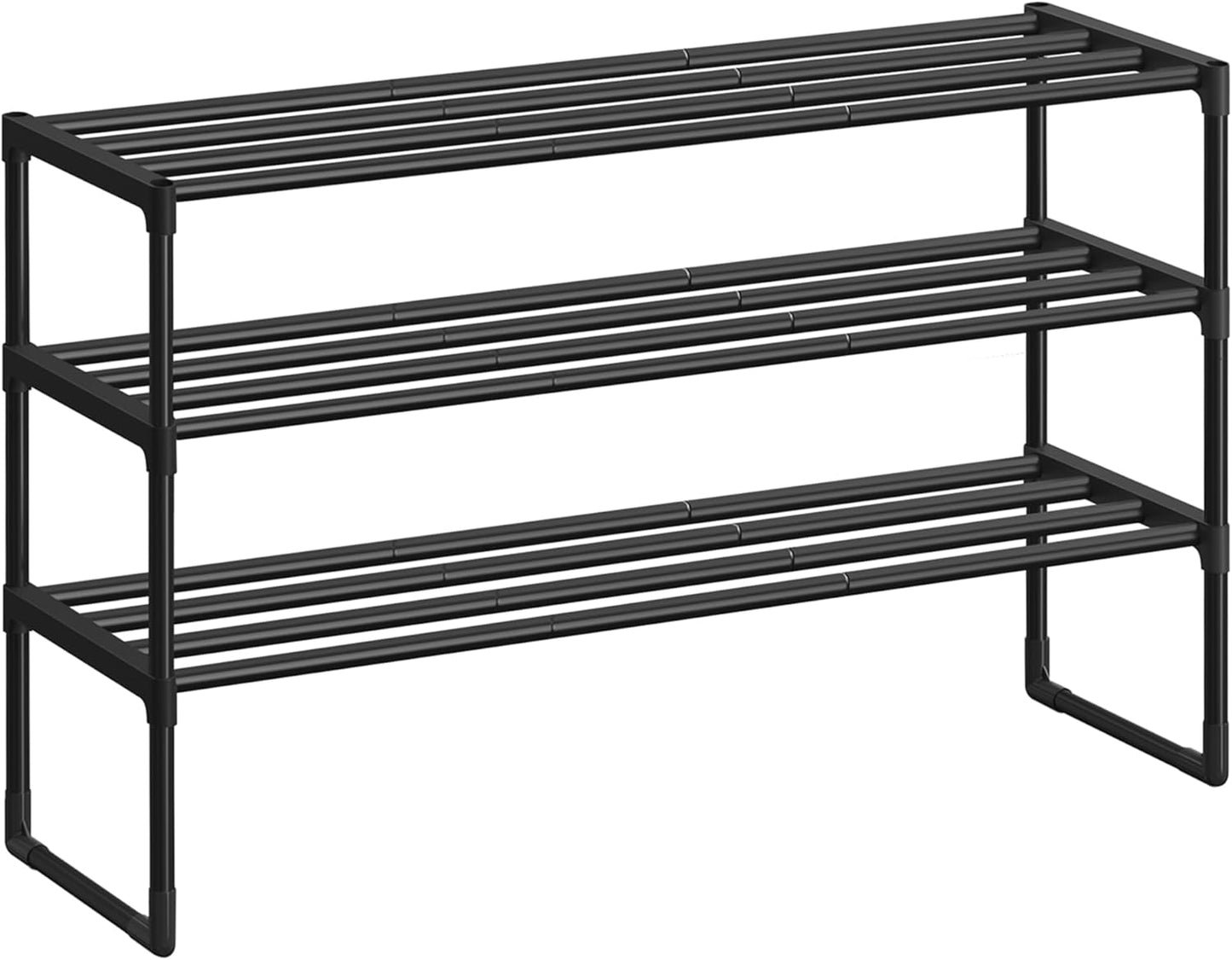 3-Tier Shoe Organizer, Metal Storage Shelf, for 16-20 Pairs, Stackable, for Entryway