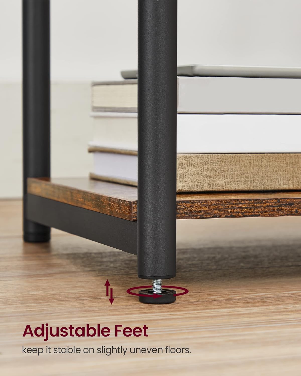 Small Side Tables, Nightstand with Outlets and USB Ports, Bedside Table with Storage Shelf