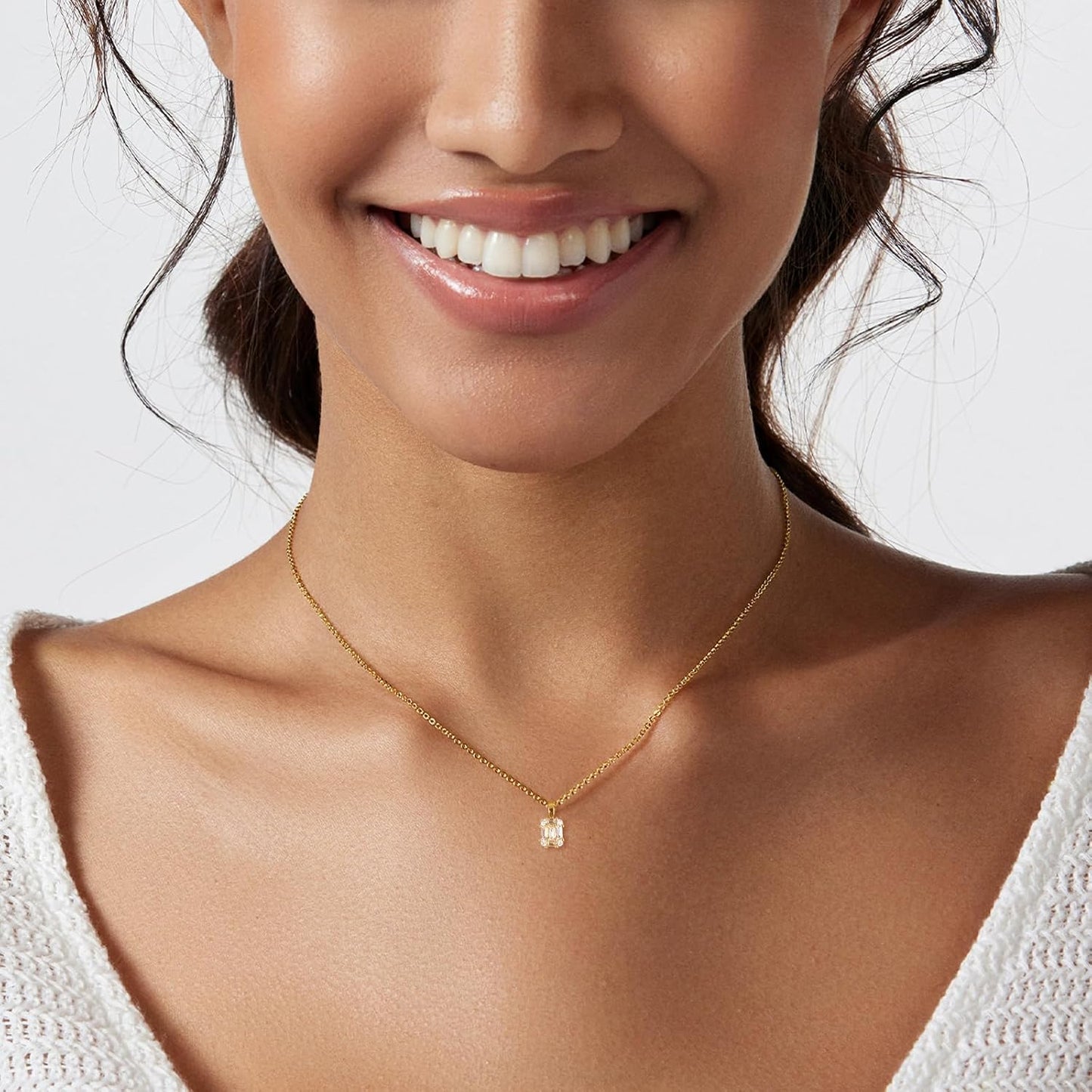 "Luxval Diamond Pendant 18K Gold Plated Necklace for Women, Dainty Choker Simple Gold Jewelry Gift for Girls"