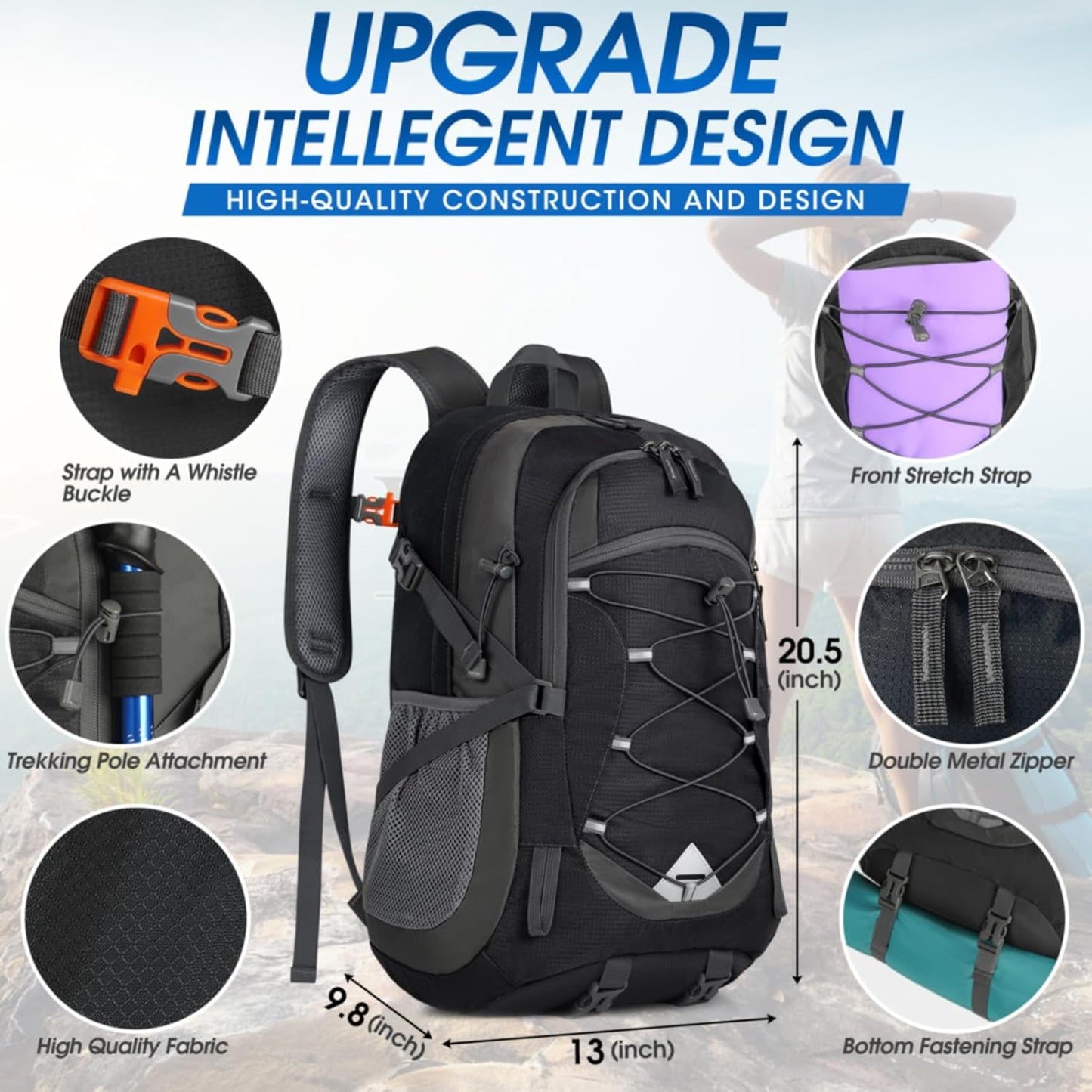 40L Packable Lightweight Camping Backpack Men Women Waterproof Hiking Daypack Outdoor Travel Daypack