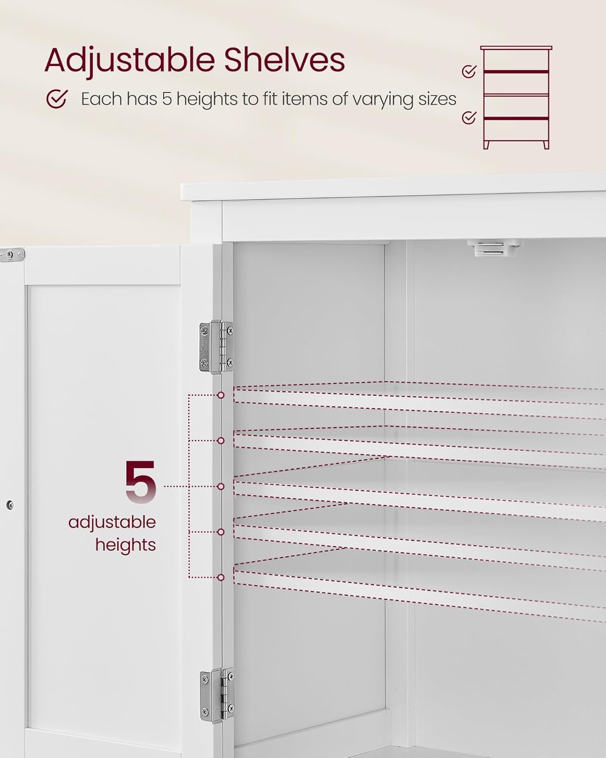 Floor Storage Cabinet, Freestanding Storage Unit with 4 Doors, Adjustable Shelves, for Entryway, Bathroom