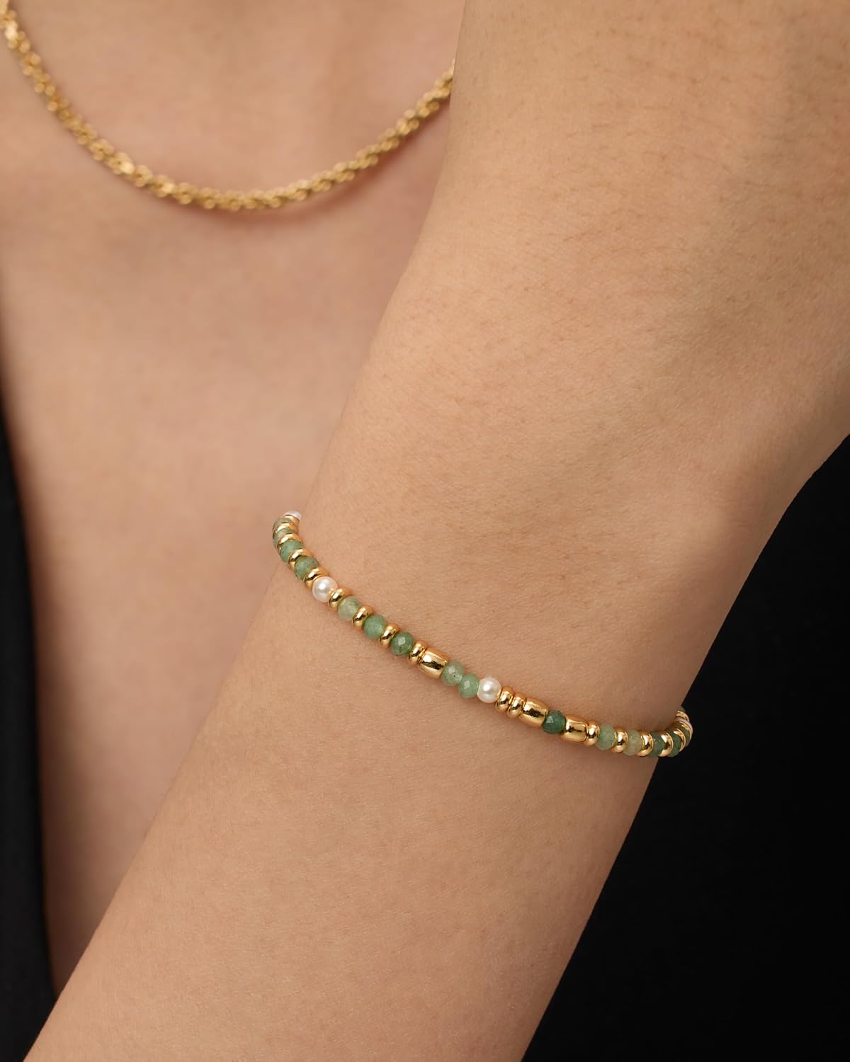 14K Yellow Gold Plated Beaded Enamel and Gemstones Bracelets | Colored Boho Festival Adjustable Slider Bracelet