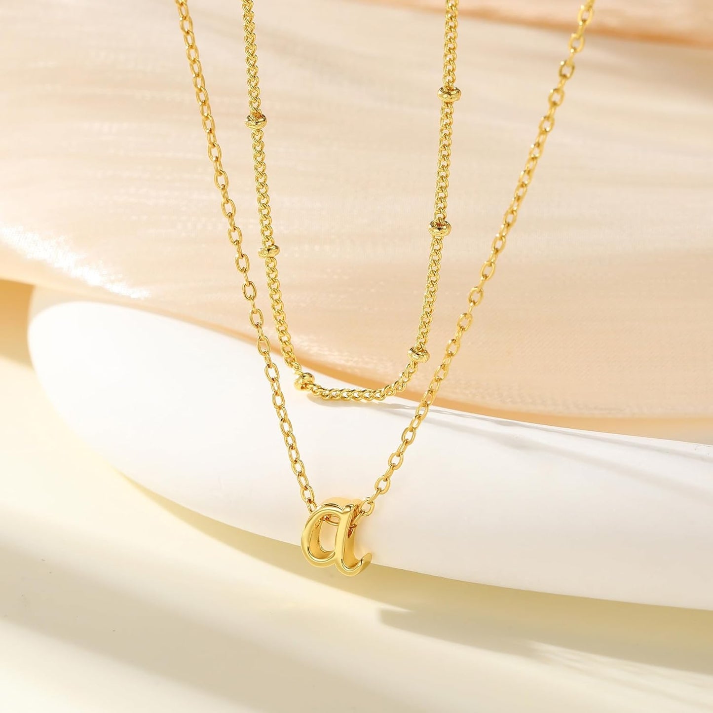 Laytered Initial Necklace for Women & Teens, Dainty Gold/Silver A-Z Letter Personalized Jewelry Gift