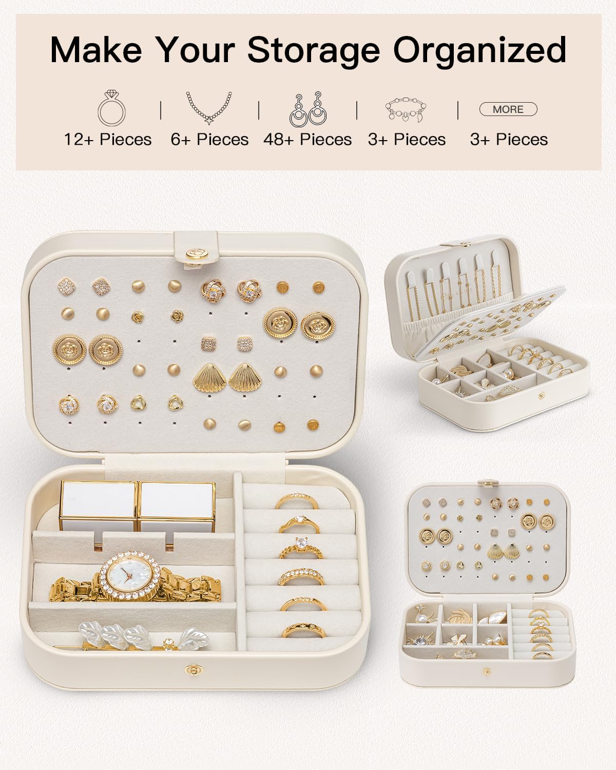 Travel Jewelry Case, PU Leather Small Mini Jewelry Box for Rings, Necklaces, Bracelet