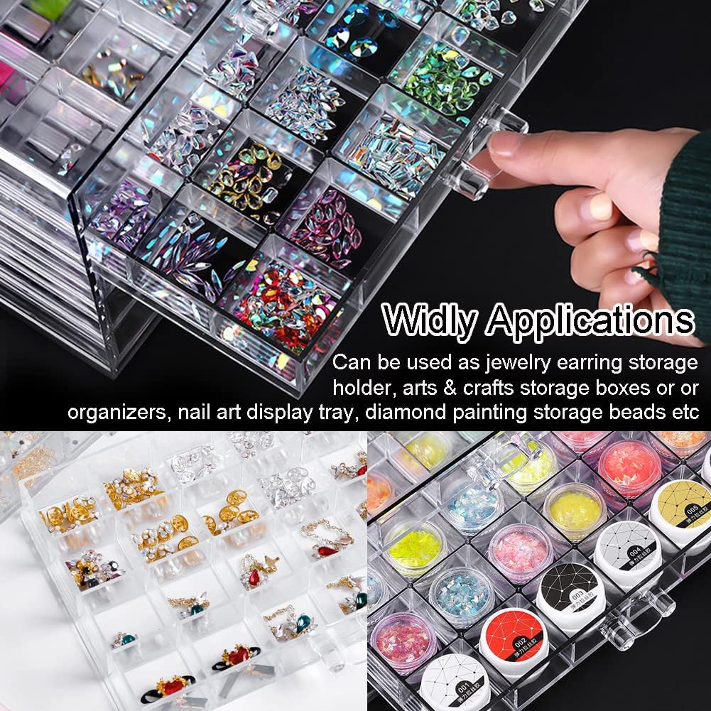 Acrylic Jewelry Storage Box Stand with 120 Small Compartments