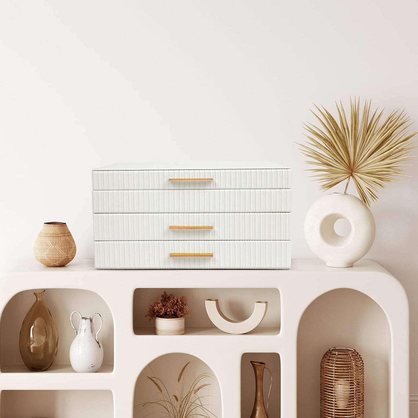 Jewelry Box Organizer with 2 Drawers, 3-Tier Large Jewelry Holder Organizer Box