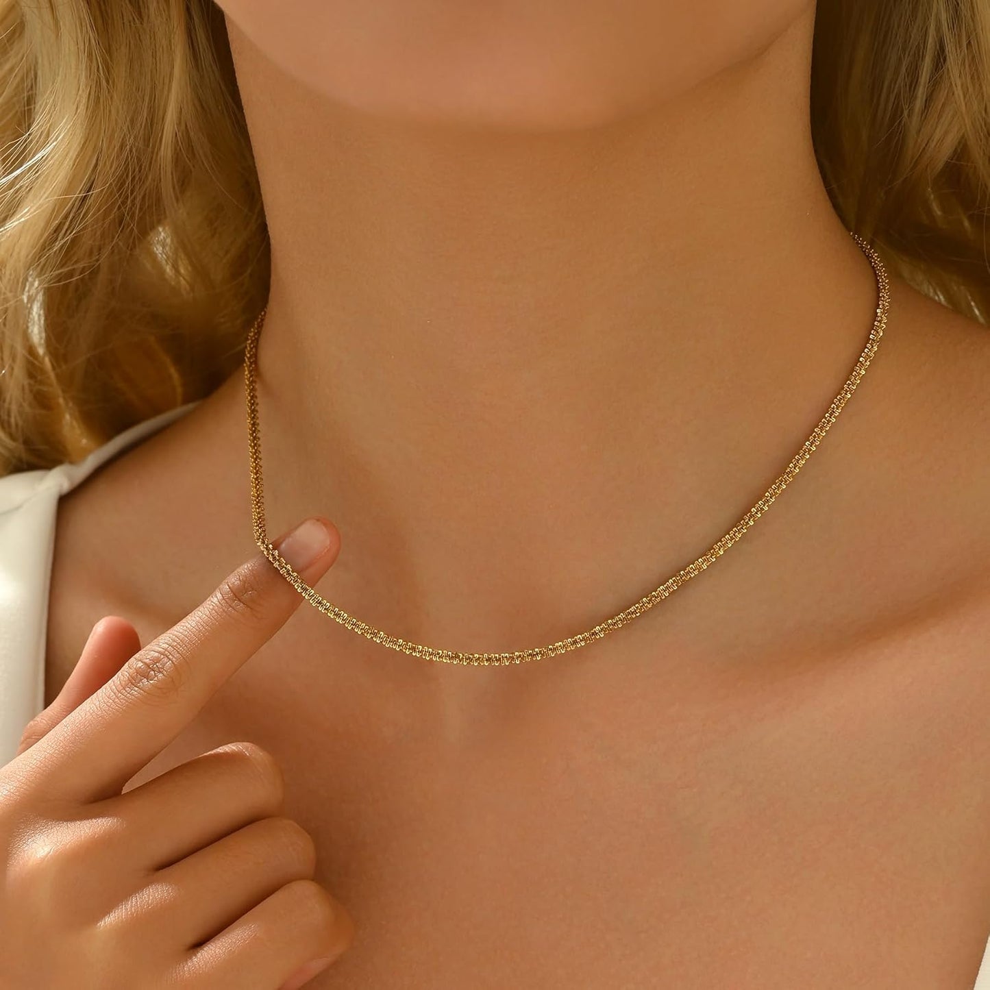 Dainty Gold Chain Necklace For Women - 18K Gold Plated Coin Disc Choker With Beaded & Paper Clip Layered Chain, Everyday Jewelry Gift