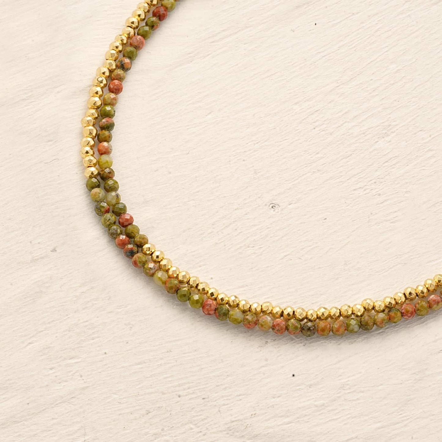 Women Beaded Bracelet Gold Double Layer Gemstone 14K Simple Dainty Handmade Chain Everyday Boho Beach Jewelry