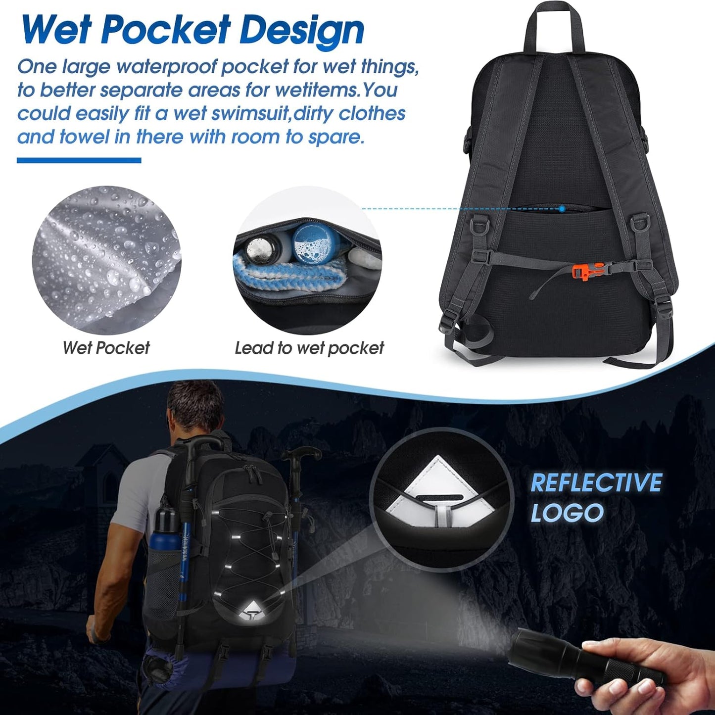 40L Packable Lightweight Camping Backpack Men Women Waterproof Hiking Daypack Outdoor Travel Daypack
