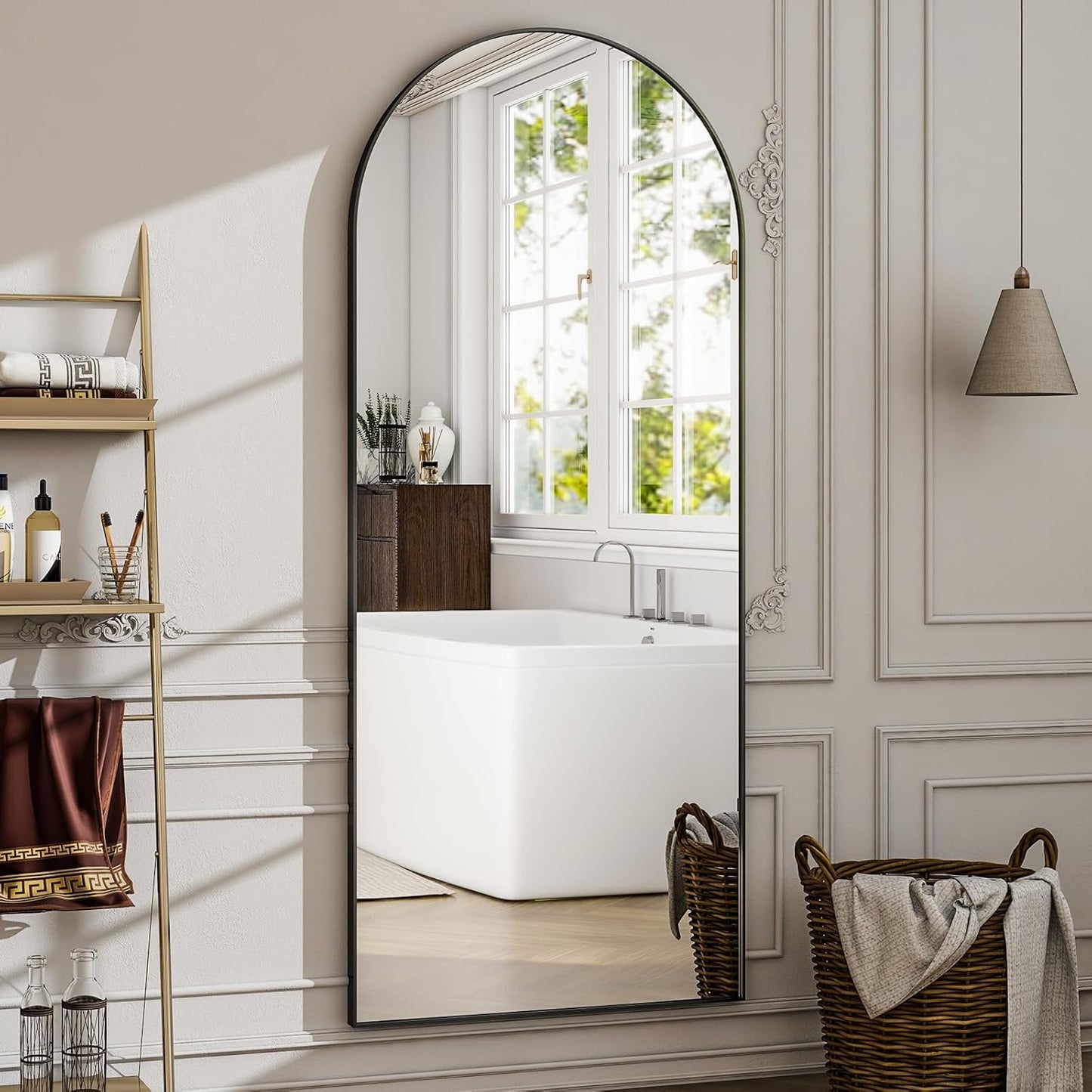 57" x 20" Arched Full Length Mirror - Wall Mounted/Floor Mirror Aluminum Alloy Frame Full