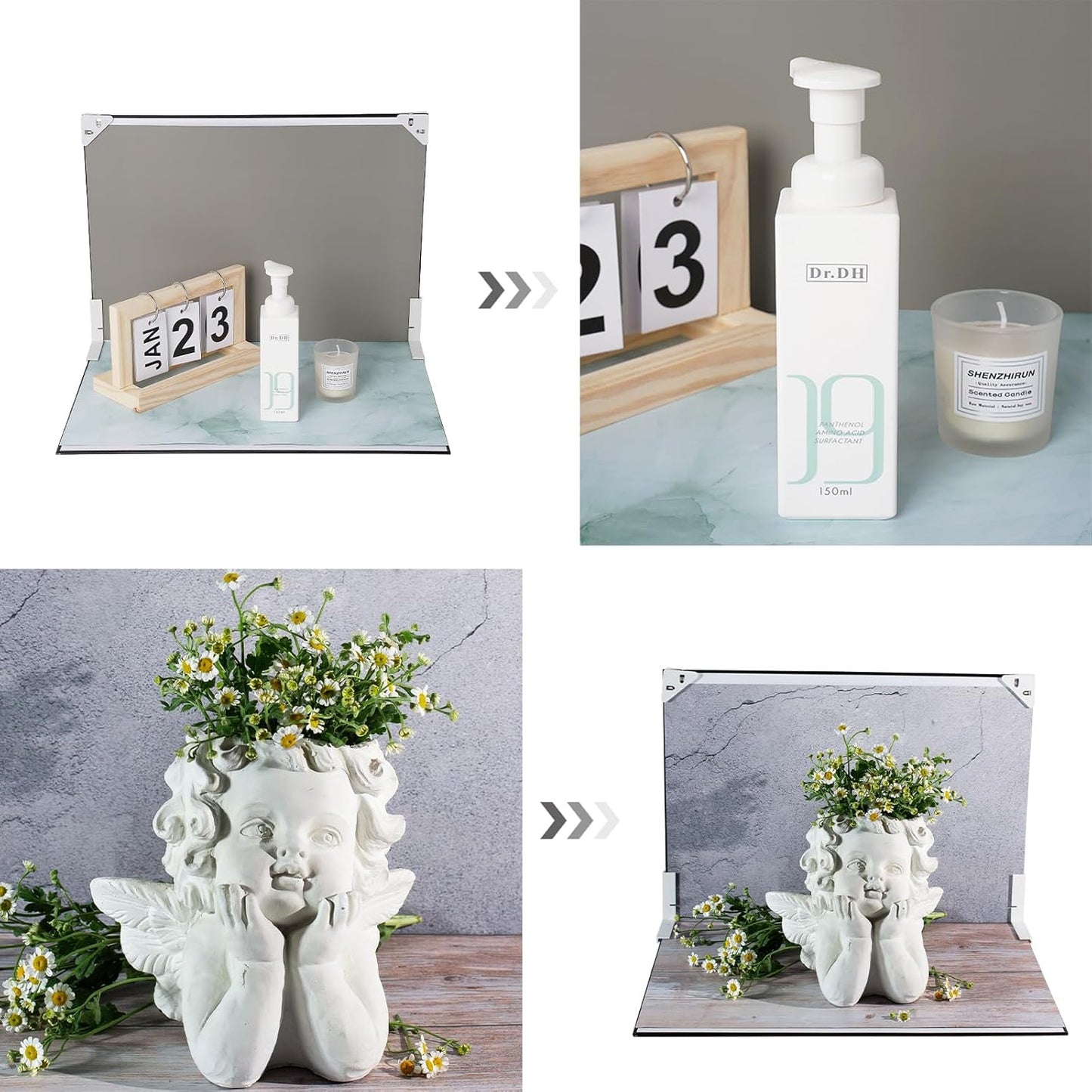 OMOMMD  Photo Backdrop Board Product Photography: 10pcs 20patterns Table Top Food Background Kit - Flat Lay Props for Jewelry.(Small Size 16.5x11.7in)