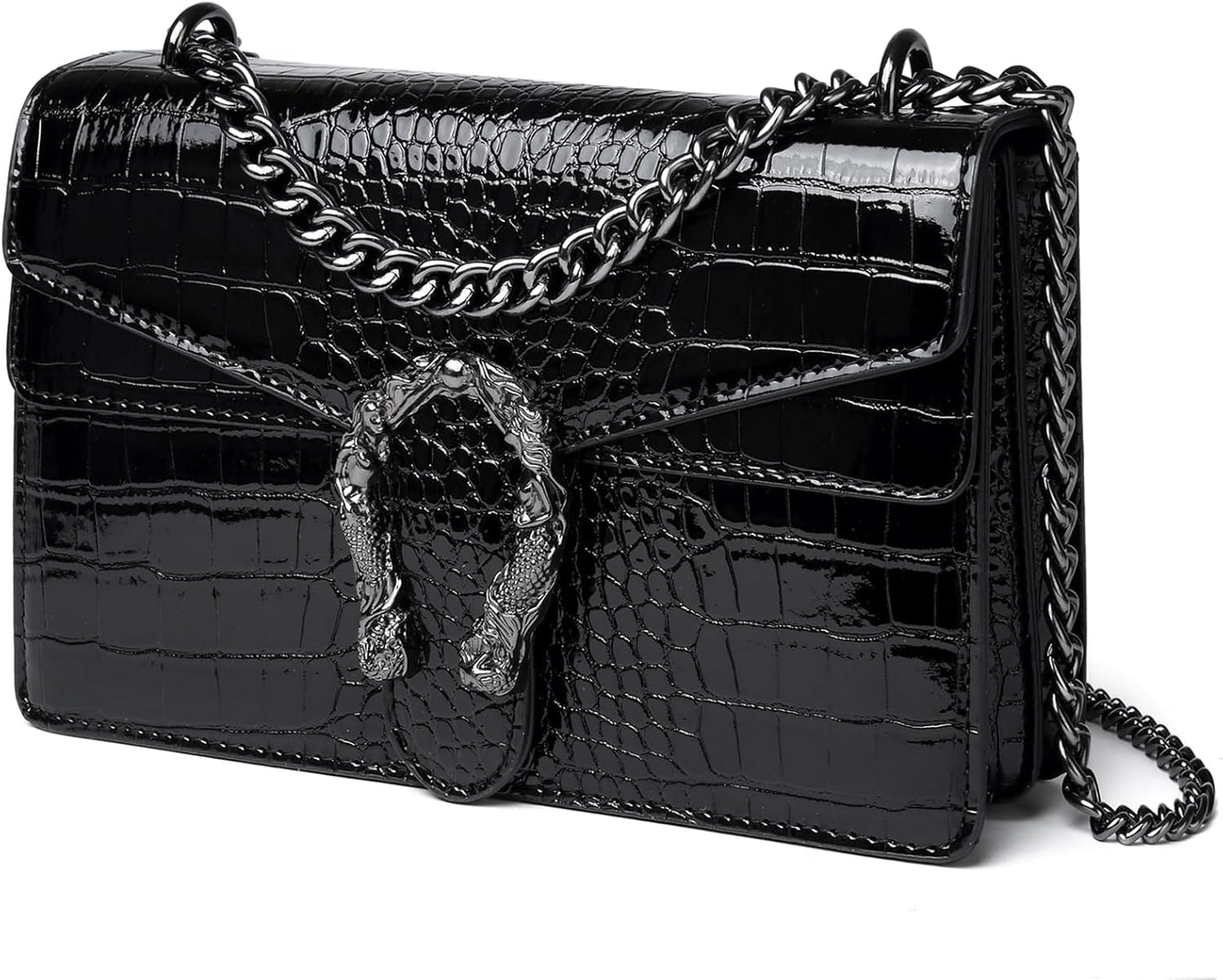 Crossbody Bags for Women - Snake Printed Clutch Purses Leather Chain Shoulder Bags Evening Handbags