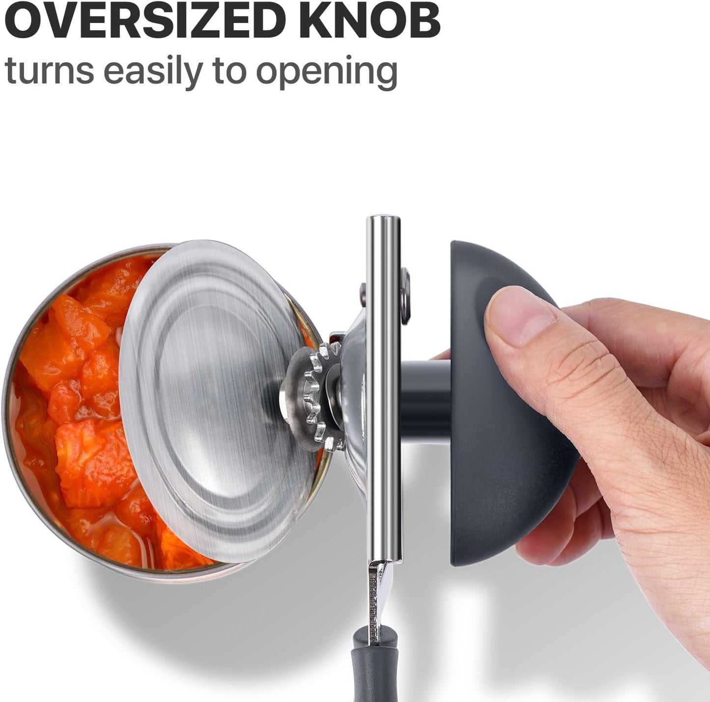Can Opener Manual Heavy Duty, Solid Steel Hand Manual Can Open with Magnet for Kitchen Camping, Gray