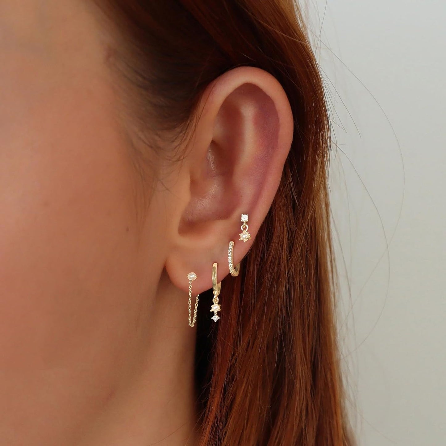 Gold Earrings for Women, 14k Gold Plated Dangle Huggie Earrings for Women Trendy Dainty Gold Hoop Earring Stacks