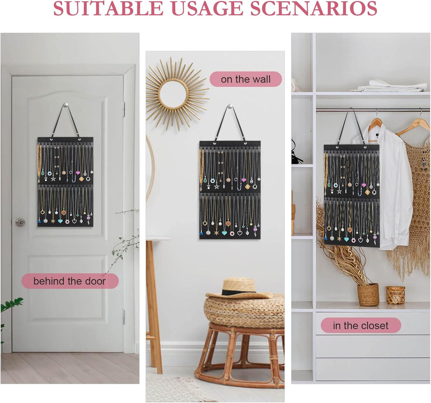 Hanging Necklaces Holder, Bracelets, and Ankles, Necklaces Display Storage Hanger for Wall