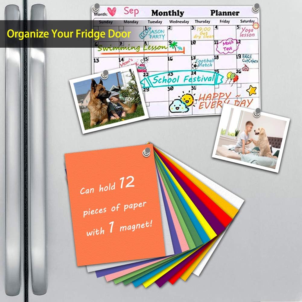 OMOMMD Magnetic Push Pins for Refrigerator Magnets, 16pcs Brushed Nickel for Office, Whiteboard, Map Magnets