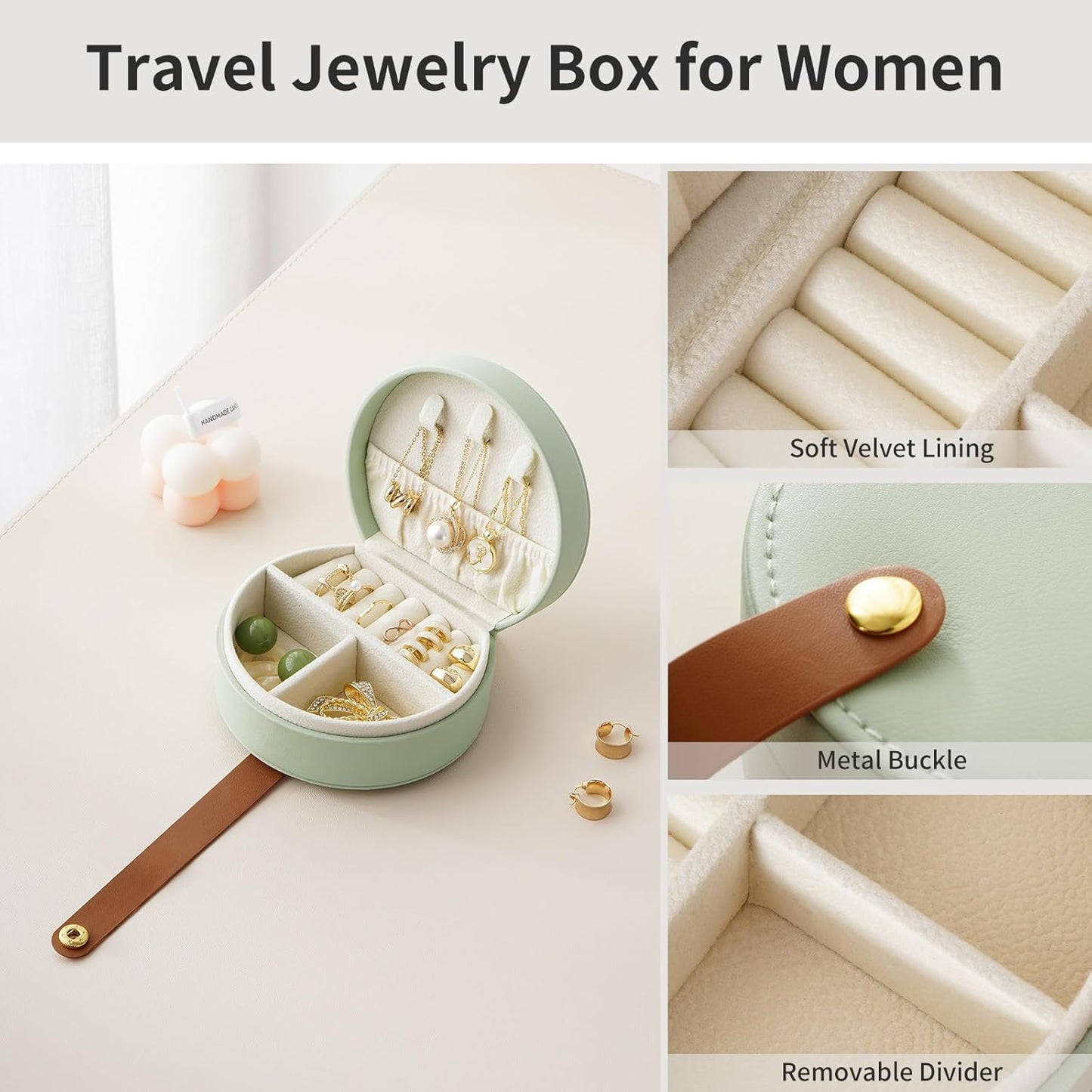 Small Travel Jewelry Case, Portable Jewelry Organizer Box for Necklace Rings Earrings