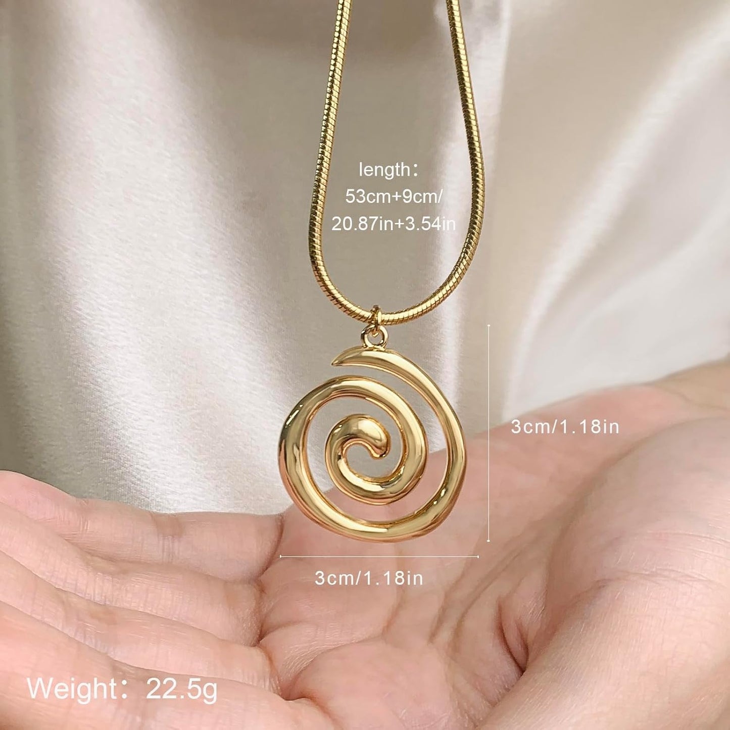 Women's Gold Boho Statement Necklace, Spiral Swirl Conch Pendant Beach Jewelry | Adjustable Summer Accessories Gift