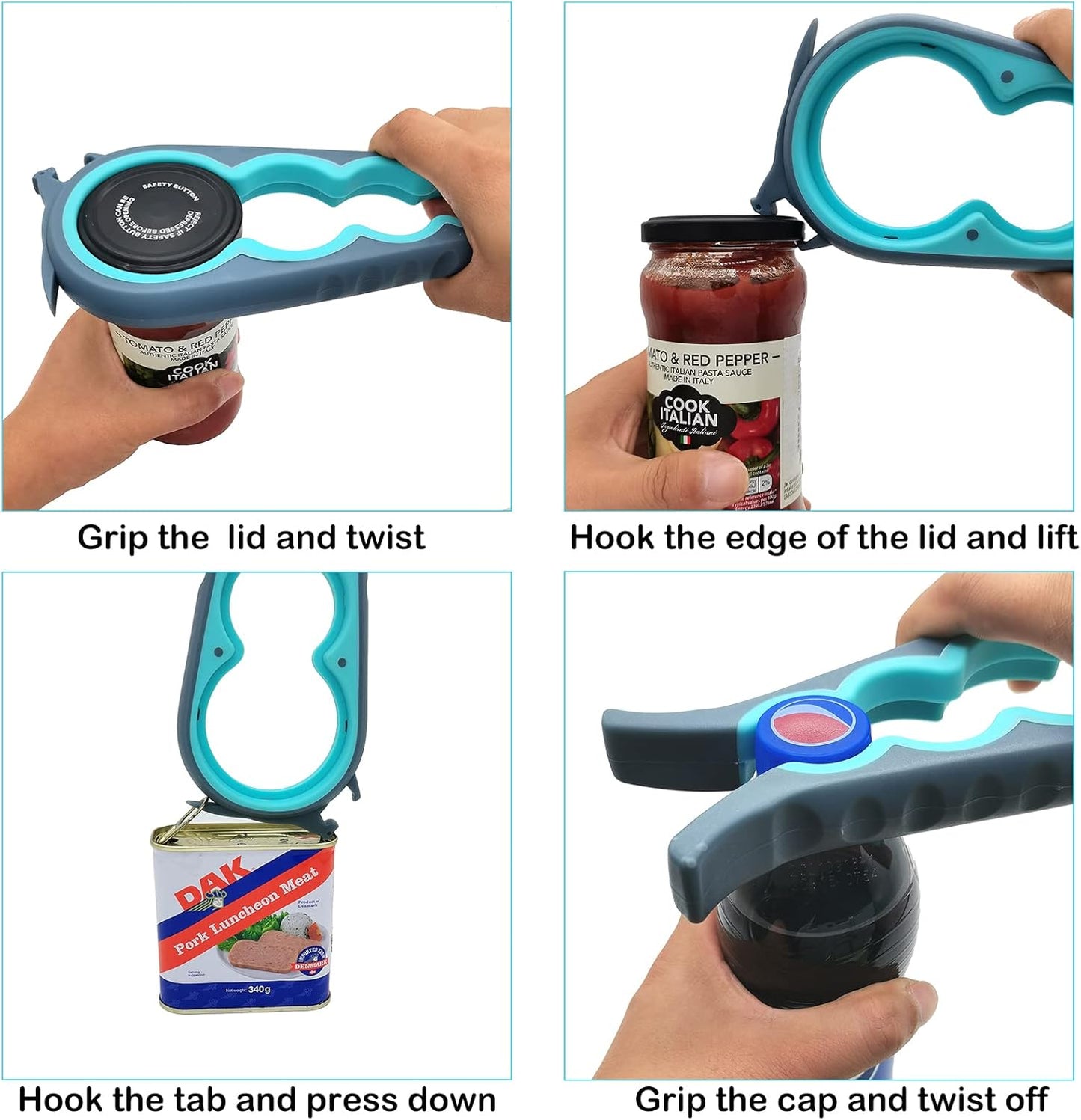 Arthritis Jar Opener for Weak Hands - Easy Turn Can & Bottle Opener for Seniors and Low Strength