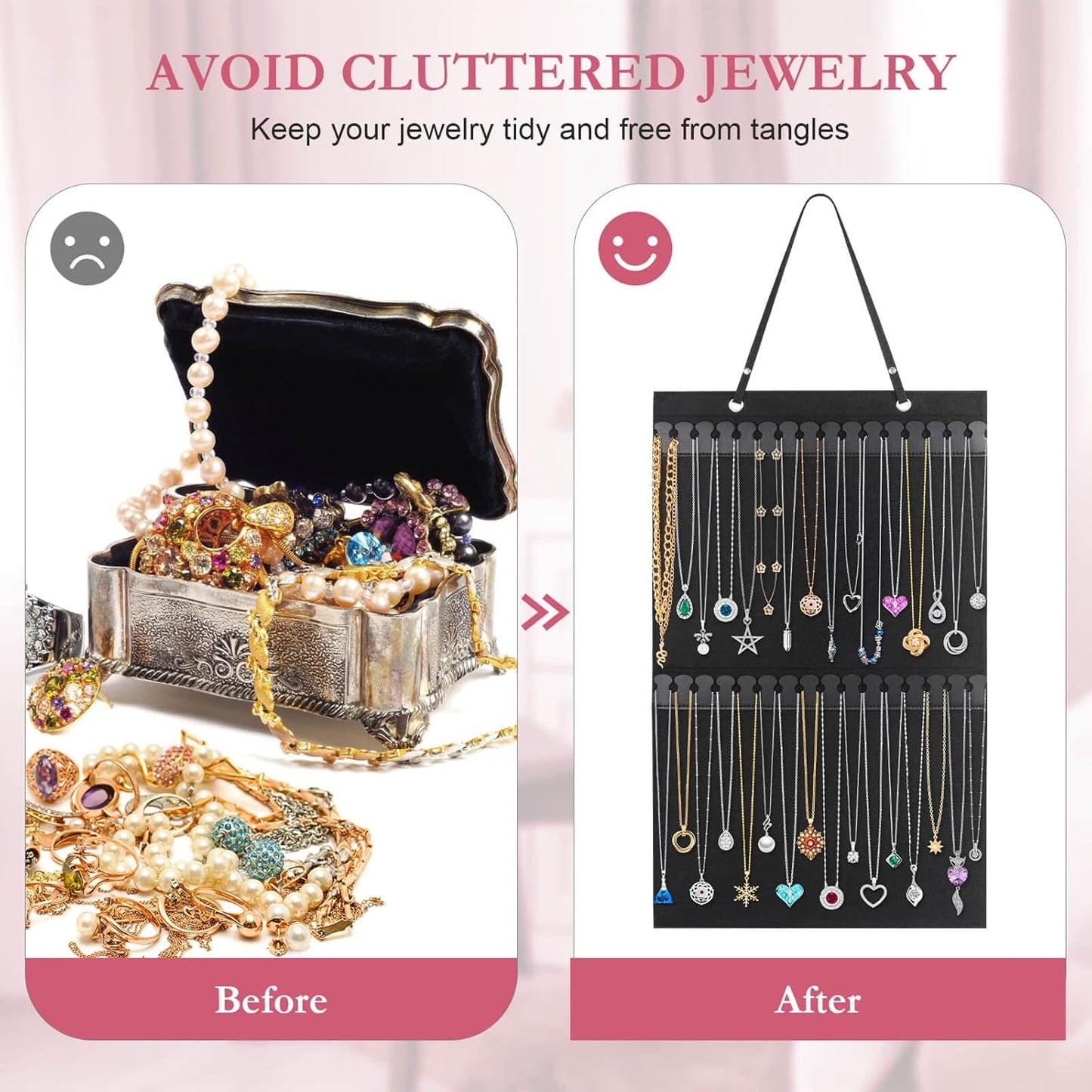 Hanging Necklaces Holder, Bracelets, and Ankles, Necklaces Display Storage Hanger for Wall