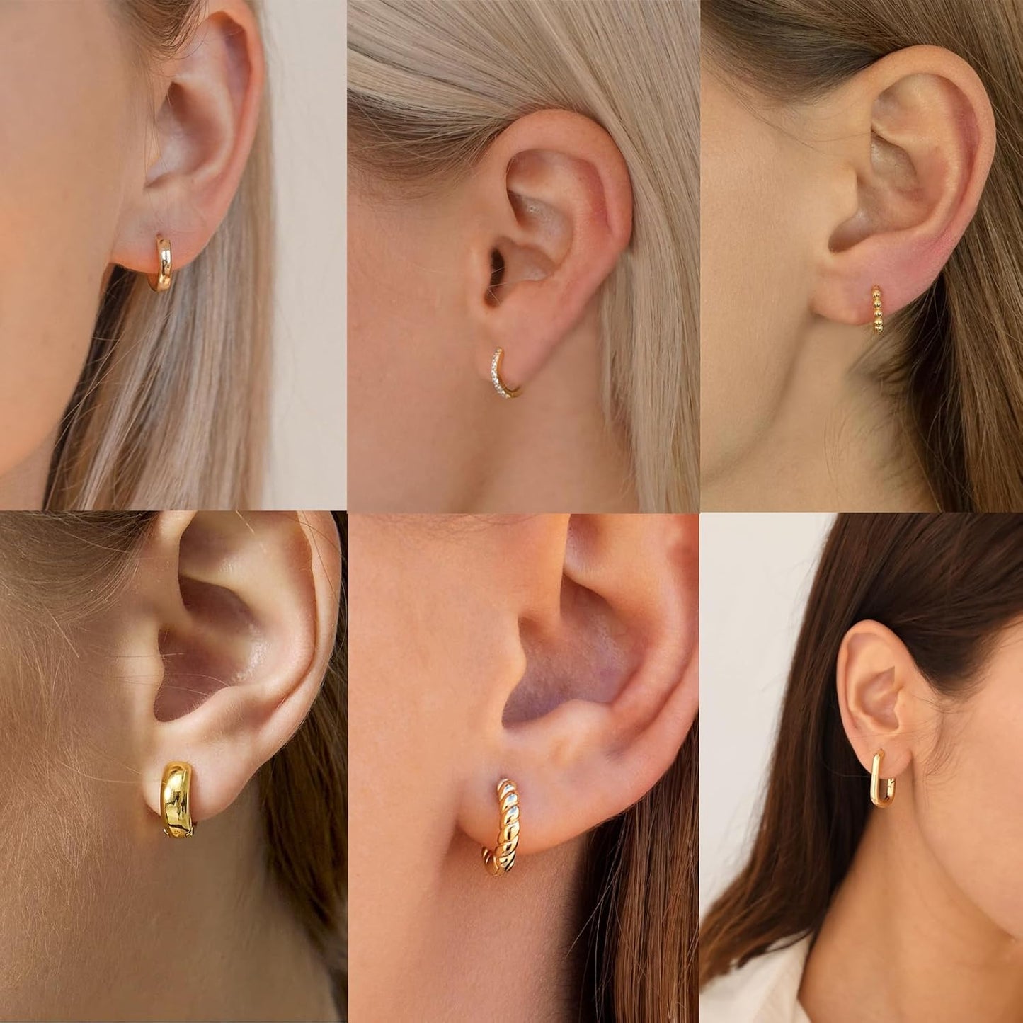 Gold Hoop Earrings Set for Women Trendy, 14K Gold Plated Lightweight Small Gold/Silver Hoop Earrings for Women Chunky Open